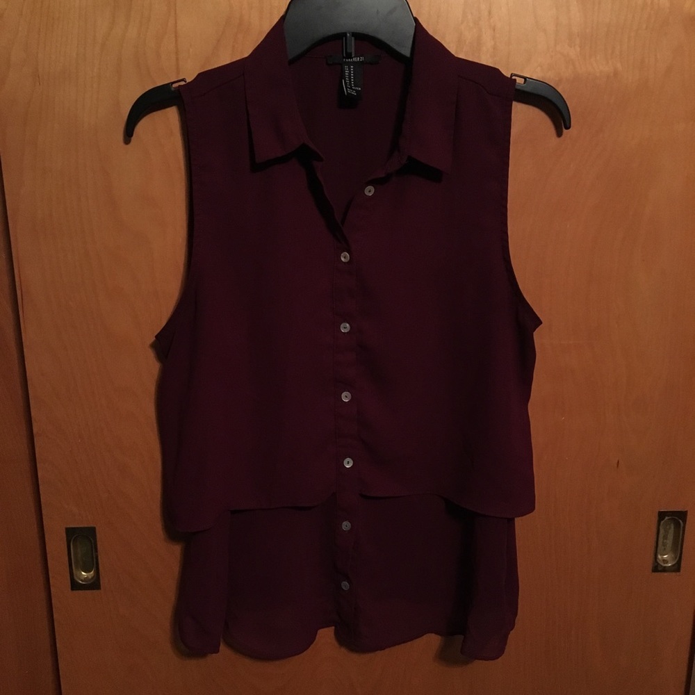 Burgundy Sleeveless Blouse